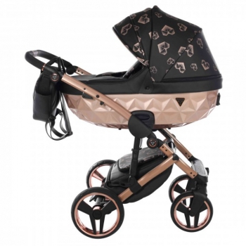 Junama kombinovaný kočárek HEART SATIN 02 Black/Copper