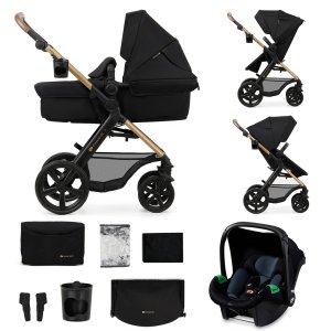KINDERKRAFT KINDERKRAFT Kočárek kombinovaný Moov 2 3v1 Pure Black - pěnová kola