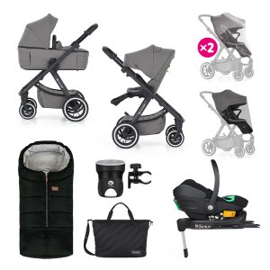 PETITEMARS PETITE&MARS Kočárek kombinovaný ICON 2v1 Dove Grey XXL AIR + Core Pro i-Size Black Grey + Báze