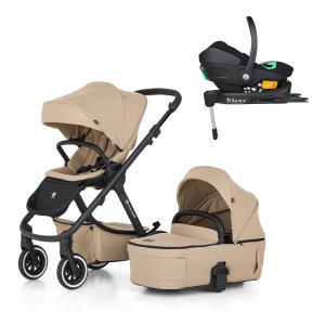 PETITEMARS PETITE&MARS Kočárek kombinovaný ICON 2v1 Mocha Beige LITE AIR + Core Pro i-Size Black Grey + Báze
