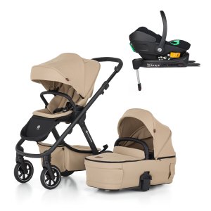 PETITEMARS PETITE&MARS Kočárek kombinovaný ICON 2v1 Mocha Beige LITE RWS + Core Pro i-Size Black Grey + Báze