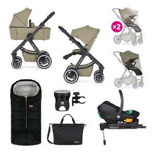 PETITEMARS PETITE&MARS Kočárek kombinovaný ICON 2v1 Mossy Green XXL AIR + Core Pro i-Size Black Grey + Báze