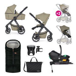 PETITEMARS PETITE&MARS Kočárek kombinovaný ICON 2v1 Mossy Green XXL RWS + Core Pro i-Size Black Grey + Báze