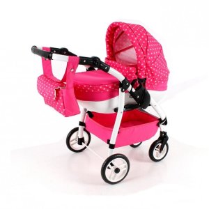 JASMINE Kočárek pro panenky Kids OK růžový puntík