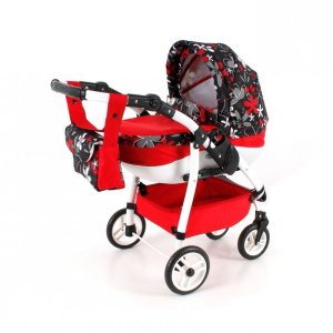 JASMINE Kočárek pro panenky Kids OK tmavý s květy