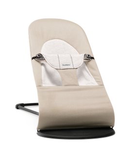 BABYBJORN Babybjorn lehátko Balance SOFT Woven Beige/ grey Jersey, tmavá konstrukce
