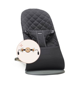 BABYBJORN Babybjorn lehátko BLISS Black Woven s hračkou Googly Eyes Black/White
