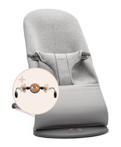  Lehátko Babybjorn bouncer Bliss Light Grey 3D Jersey s hračkou Googly Eyes Black/White