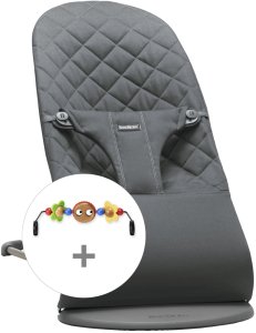 BABYBJORN BABYBJÖRN Lehátko Bliss Cotton, Anthracite s hračkou