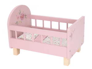  Postýlka pro panenky dřevěná s peřinkou Pink