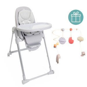 CHICCO CHICCO Židlička jídelní Polly Armonia - Steel + Hrazdička Rainbow