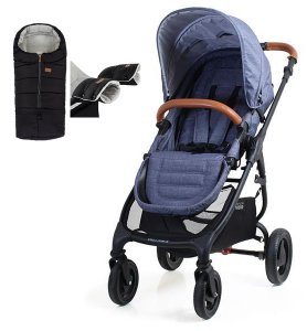 VALCO BABY VALCO BABY Kočárek sportovní Trend 4 Ultra Denim + fusak Jibot a rukávník/rukavice Jasie BLK