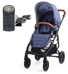 VALCO BABY VALCO BABY Kočárek sportovní Trend 4 Ultra Denim + fusak Jibot a rukávník/rukavice Jasie GRY