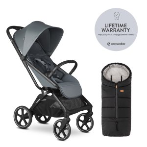 EASYWALKER EASYWALKER Kočárek sportovní Rockey L Smooth Grey + PETITE&MARS Fusak Jibot 3v1 Ink Black