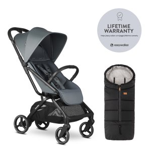 EASYWALKER EASYWALKER Kočárek sportovní Rockey M Smooth Grey + PETITE&MARS Fusak Jibot 3v1 Ink Black