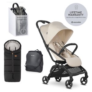 EASYWALKER EASYWALKER Kočárek sportovní Rockey S Bright Taupe + PETITE&MARS Fusak Jibot 3v1 Ink Black