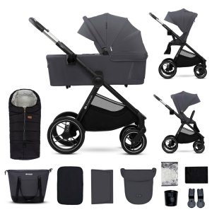 KINDERKRAFT KINDERKRAFT Kočárek kombinovaný Nea 2 2v1 Dark Grey + Fusak3v1 Jibot Horizontal Ink Black