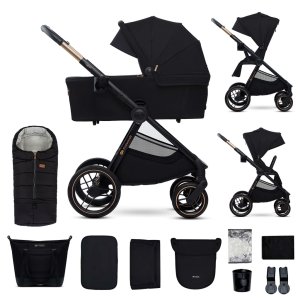 KINDERKRAFT KINDERKRAFT Kočárek kombinovaný Nea 2 2v1 Midnigth Black + Fusak3v1 Jibot Horizontal Ink Black