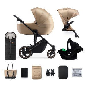 KINDERKRAFT SELECT KINDERKRAFT SELECT Kočárek kombinovaný 3v1 Prime 2 Sandrose Beige Premium + Fusak3v1 Jibot Ink