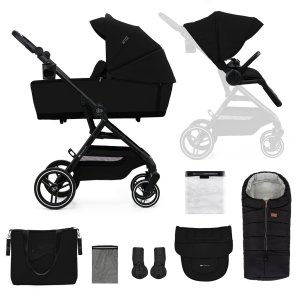KINDERKRAFT SELECT KINDERKRAFT SELECT Kočárek kombinovaný Yoxi 2v1 Pure Black + Fusak3v1 Jibot Horizontal Ink Black