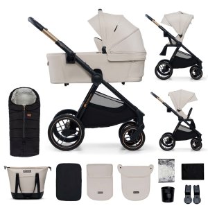 KINDERKRAFT KINDERKRAFT Kočárek kombinovaný Nea 2 2v1 Beige + Fusak3v1 Jibot Horizontal Ink Black
