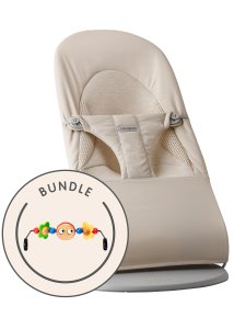  Lehátko Babybjorn Bouncer SOFT TRI-FABRIC Light Beige/Jersey+ hračka Googly Eyes