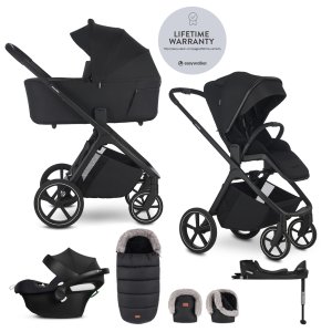 EASYWALKER EASYWALKER Set kočárek 4v1 Zoey Go Pure Black XL + CBX Aton B2 i-Size + CYBEX Base One