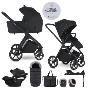 EASYWALKER EASYWALKER Set kočárek 4v1 Zoey Go Pure Black XXL Limited + CBX Aton B2 i-Size + Cybex Base One